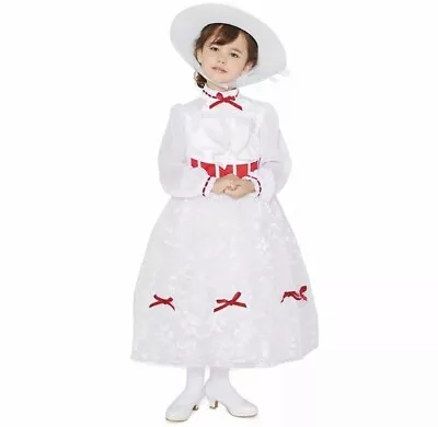 Disney Authentic ￼Mary Poppins Jolly￼ Holiday Dress & Hat White ￼Girls (5/6) • $75.95