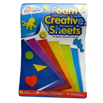 A5 Foam Creative Coloured Sheets - Pack Of 15 – Assorted Colours • £3.80