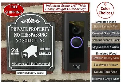 Private Property No Trespassing No Soliciting Camera Surveillance Door Bell Sign • $11.99