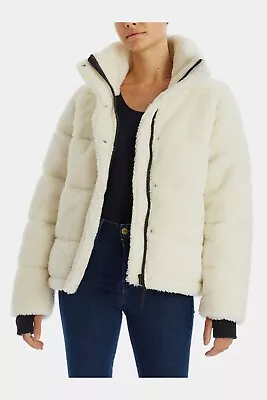 S13 NEWYORK Lily Sherpa Puffer Jacket Women's Size L White NWT Msrp $300 • $129