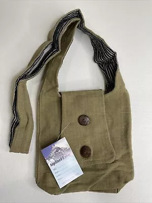 Homemade Crossbody Bag Boho Hippy Made In Nepal Khaki Green-8.5X9X3.25 NWT • $17.99