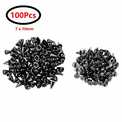 100 Cone Metal Spikes Punk Rivets Screwback Studs Leather Shoes Jacket Bag Craft • $9.29