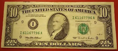 1995 $10 Ten Dollar Bill Miscut Error Serial Number I61167796A • $15