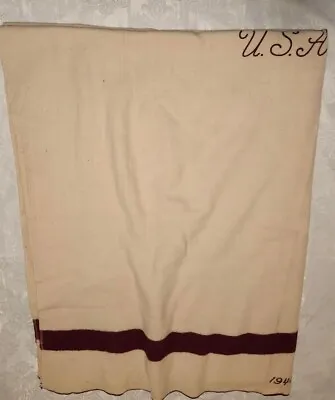 Vintage! 1944 U.S. United States ARMY MILITARY MEDICAL 100% WOOL BLANKET 81 X61  • $169.99