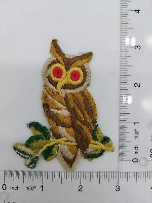 $4.89 • Buy Vintage 3.5” Tall EMBROIDERED OWL ON LIMB Patch 