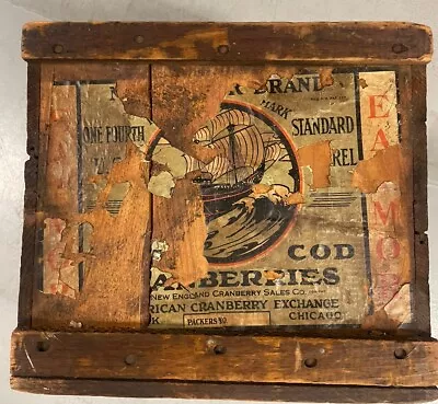 Eatmor Cape Cod Cranberries Antique Wooden Crate Box Vintage 1920s New England • $22
