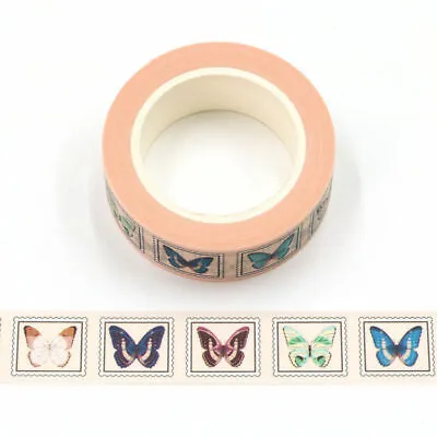 $5.50 • Buy Washi Tape Butterfly Stamp Design Vintage Butterflies Multi Coloured 15mm X 10m