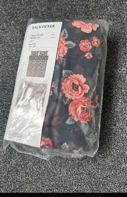Ikea King Size Duvet Set Floral Cotton Black Red Backvicker • £34.99