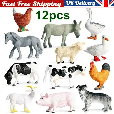£7.89 • Buy 12Pcs Small Farm Animals Figures Bundle Realistic Animal Cow Kid Children Gift