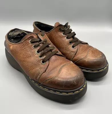 Vintage 90's Doc Martens 8651 Women's 8 Brown Chunky Platform Lace-up Low Top • $49
