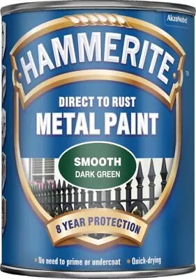 Hammerite Direct To Rust Smooth Dark Green Metal Paint 750ml • £23.96