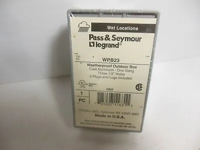 Pass Seymour LEGRAND WEATHERPROOF 1 GANG BOX 3 HOLE 1/2  18.5 CU.IN GRAY WPB23 • $12.75