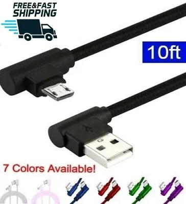 10FT 90 Degree Angle Fast Charge Micro USB Cable Rapid Power Sync Cord Charger L • $6.95