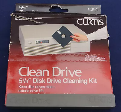 5.25  Floppy Disk Drive Head Cleaning Disk 5 1/4 Curtis CK-4 Vintage • £33.24