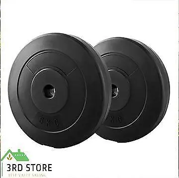 $29.57 • Buy 2 X 5KG Barbell Weight Plates Standard Home Gym Press Fitness Exercise Rubber