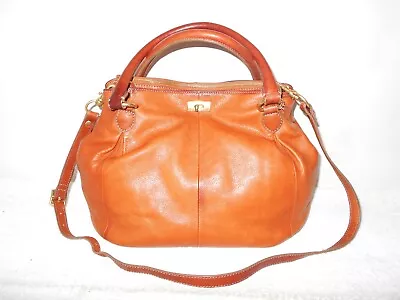 J Crew Genuine! Caramel Brown Leather Crossbody Shoulder Hobo Bag             Z8 • $14.99