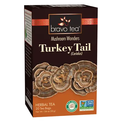 Bravo Herbal Tea Mushroom Wonders Turkey Tail Coriolus HEALTHIMMUNE 20Bags NoGMO • $7.99