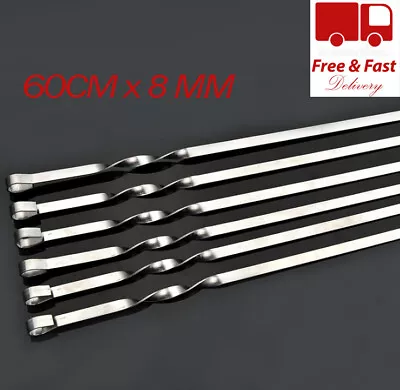 Long Metal Bbq Barbecue Kebab Food Meat Grill Sticks Skewers Cooking 60cm Long • £9.99