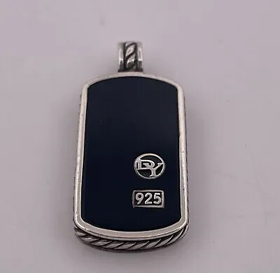 David Yurman Sterling Black Onyx Dog Tag Pendant 32mm 6.5 Grams  • $450