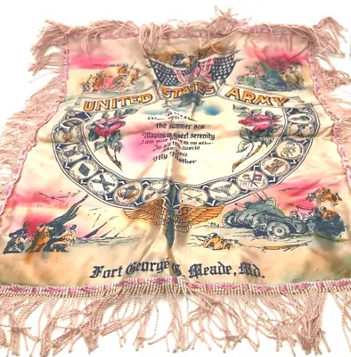 1940s FORT GEORGE G. Meade MD-United States ARMY-WW2 -MOTHER Pink PILLOW CASE • $25.95