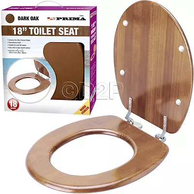 Dark Oak Wooden Toilet Seat Bathroom With Fittings Easy Clean Heavy Duty 18  • £115.95