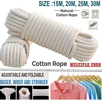 £6.60 • Buy Strong Cotton Rope Clothes Washing Laundry Dryer Line Twine Hank Polley Jute