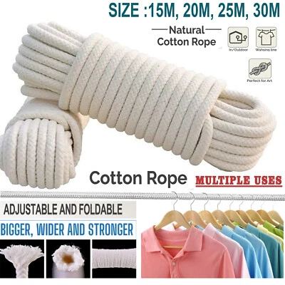 £6.60 • Buy Strong Cotton Rope Clothes Washing Laundry Dryer Line Twine Hank Polley Jute