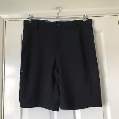 Mens Crane Shorts Size L Waist 36” Adjustable Length 21” Black With Blue Trim  • £6