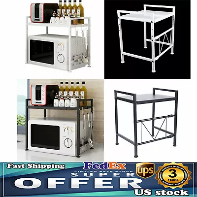 Microwave Oven Rack Shelf Stand 2 Tier Flexible Kitchen Countertop Storage +Hook • $25.65