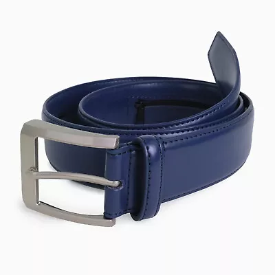 Men's 1.5  Leather Money Belt With Hidden Zipper - Navy [Big & Tall Sz 46-56] • $25.99