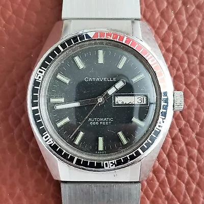 Caravelle 666 Diver Vintage Automatic Watch All Steel For Parts/Repair • $135