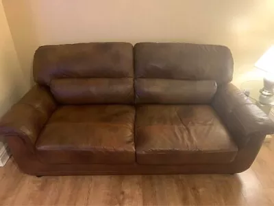 3 Piece Brown Leather Suite SCS Bought Two Years Ago. £500. 3/2&1 Seater • £450
