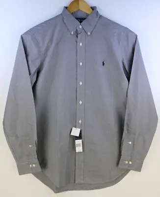 New Ralph Lauren Men Classic Fit Button Down Long Sleeve Gray Check Houndstooth • $35.40