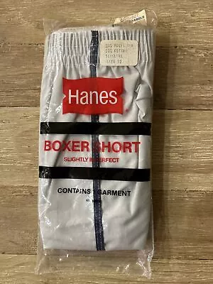 Vintage Hanes Mens SlimLine Boxer Short Underwear Gray Poly Cotton Size 32 NOS • $45.50