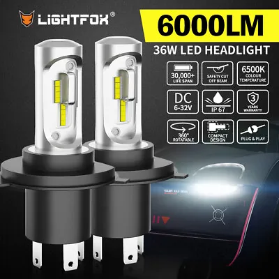 Pair 9003 H4 6000LM LED Headlight Kit 6500K Lamp Bulbs Globes Hi/Lo Beam Upgrade • $89.95