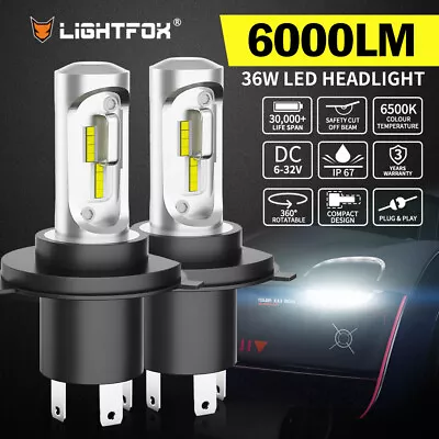 Pair 9003 H4 6000LM LED Headlight Kit 6500K Lamp Bulbs Globes Hi/Lo Beam Upgrade • $69.95