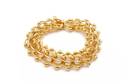 Vintage Charm Bracelet Gold Tone Double Link 7.5  • $29.99