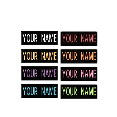 Custom Embroidered Name Tag Hook Patch Motorcycle Biker Patches 4  X 1.5  (B) • $5.95