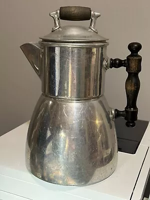 Antique WEAREVER TACU Co Aluminum Coffee Pot With Wood Handles PAT.JUNE 101902 • $10