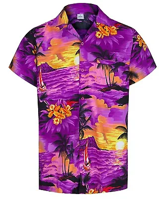 Hawaiian Shirt Mens Coconut Tree Print Beach Vacation Aloha Party • $20.79