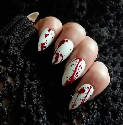 Cured Gel | Gothic Horror Halloween |  False Nails | Press Ons | Blood Gore • £13