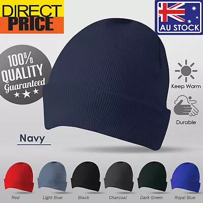 Unisex Beanie Winter Warm Navy Black Ribbon Knitting Men Women Black Navy • $6.26