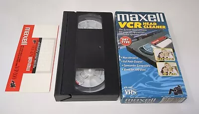Maxell VCR Head Cleaner VP-100 VHS Dry Tape Non Abrasive On Screen Instructions • $7.99