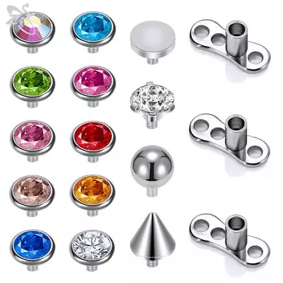 14/15 Pcs Micro Dermal Piercing Set CZ Crystal Dermal Anchor Surface Piercings • $4.74