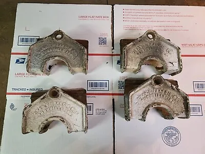 Lot Of 4 Antique Industrial Factory Cart Corner Brackets Cast Iron Railroad  • $95