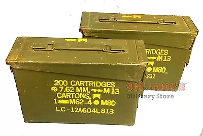 2 PACK Military Metal 30 CAL 7.62mm Ammo Can M19A1 .30 Cal. Excellent Condition • $31.98