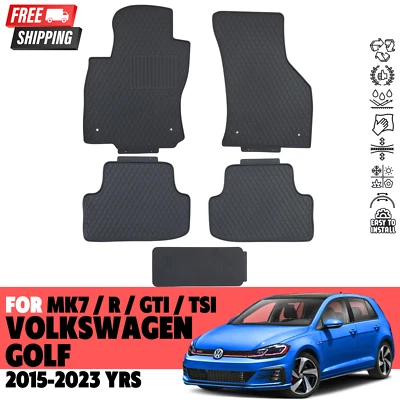$79.96 • Buy Floor Mats For VW GOLF 2015-2023 R/ MK7 / GTI / TSI All Weather Rubber Set Black