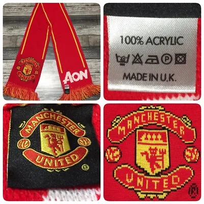 Manchester United FC Scarf Red Yellow 100% Acrylic Made In UK (M9) • $17.99