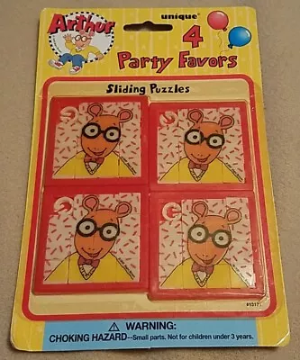 NOS Vintage 1995 ARTHUR PBS Marc Brown 4 Sliding Puzzles Party Favors Unique NIP • $9.99