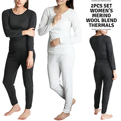 2pcs Women's Merino Wool Blend Top & Pants Thermal Set Long Johns Underwear • $33